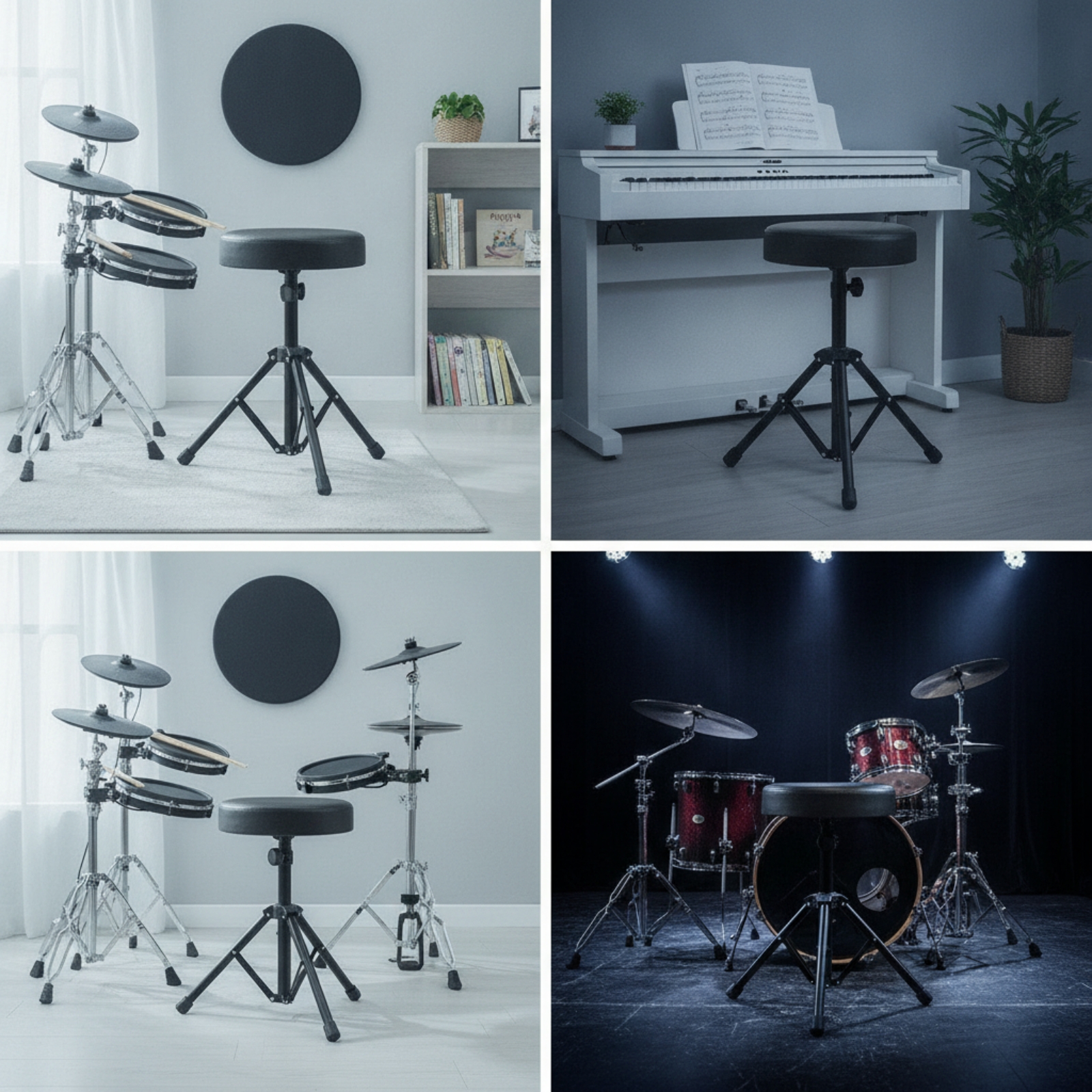 Drum Stool with Padded Seat Ro - Drum Practice Pad reseña y precio